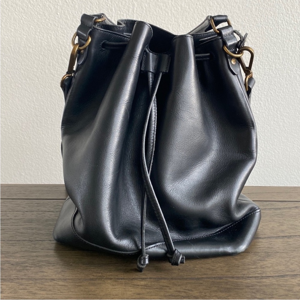 Madewell Lafayette Black Leather Bucket Bag